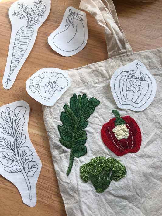 Veggie Delight - Peel Stick and Stitch Hand Embroidery Patterns