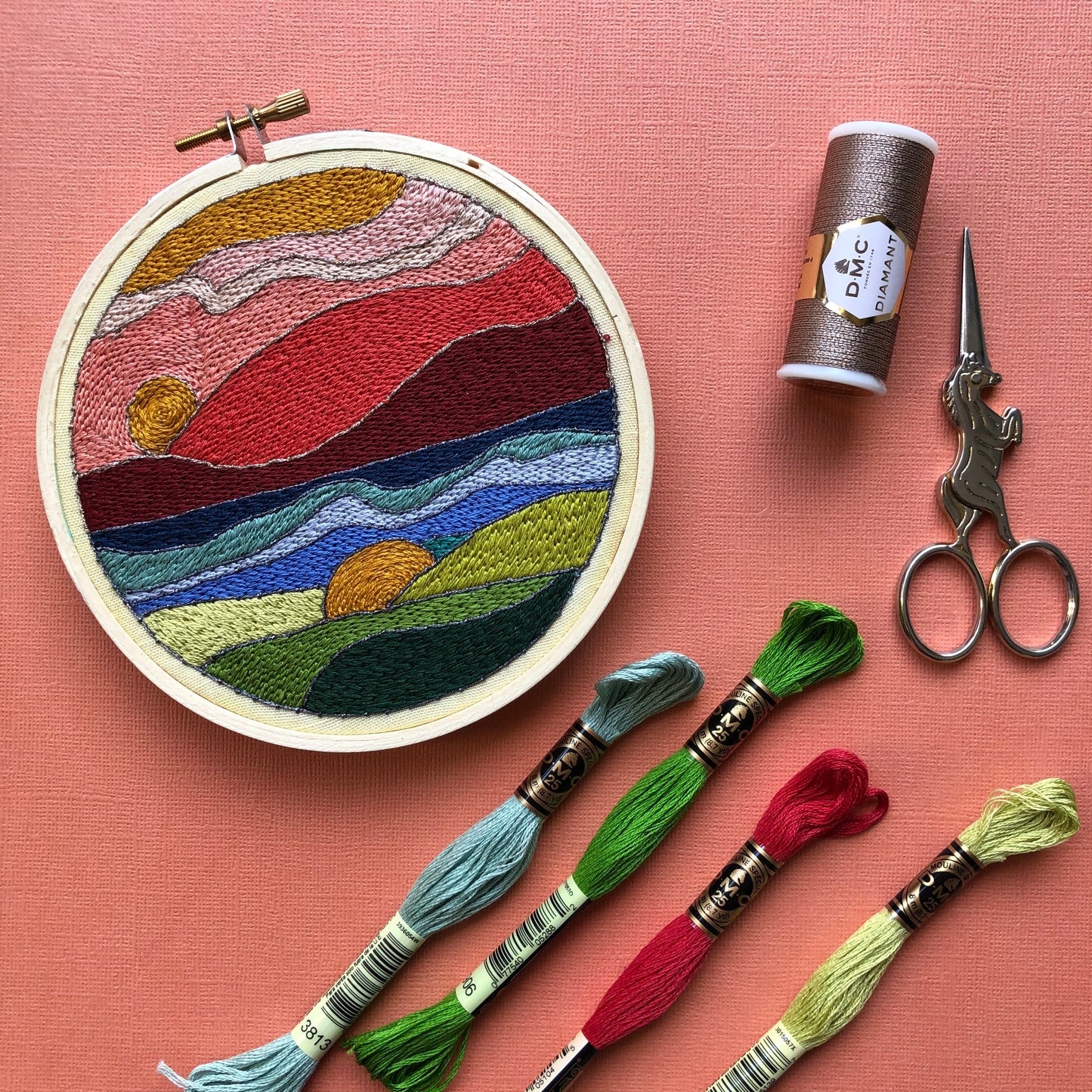 Stained Glass Landscape- Intermediate DIY Embroidery Kit