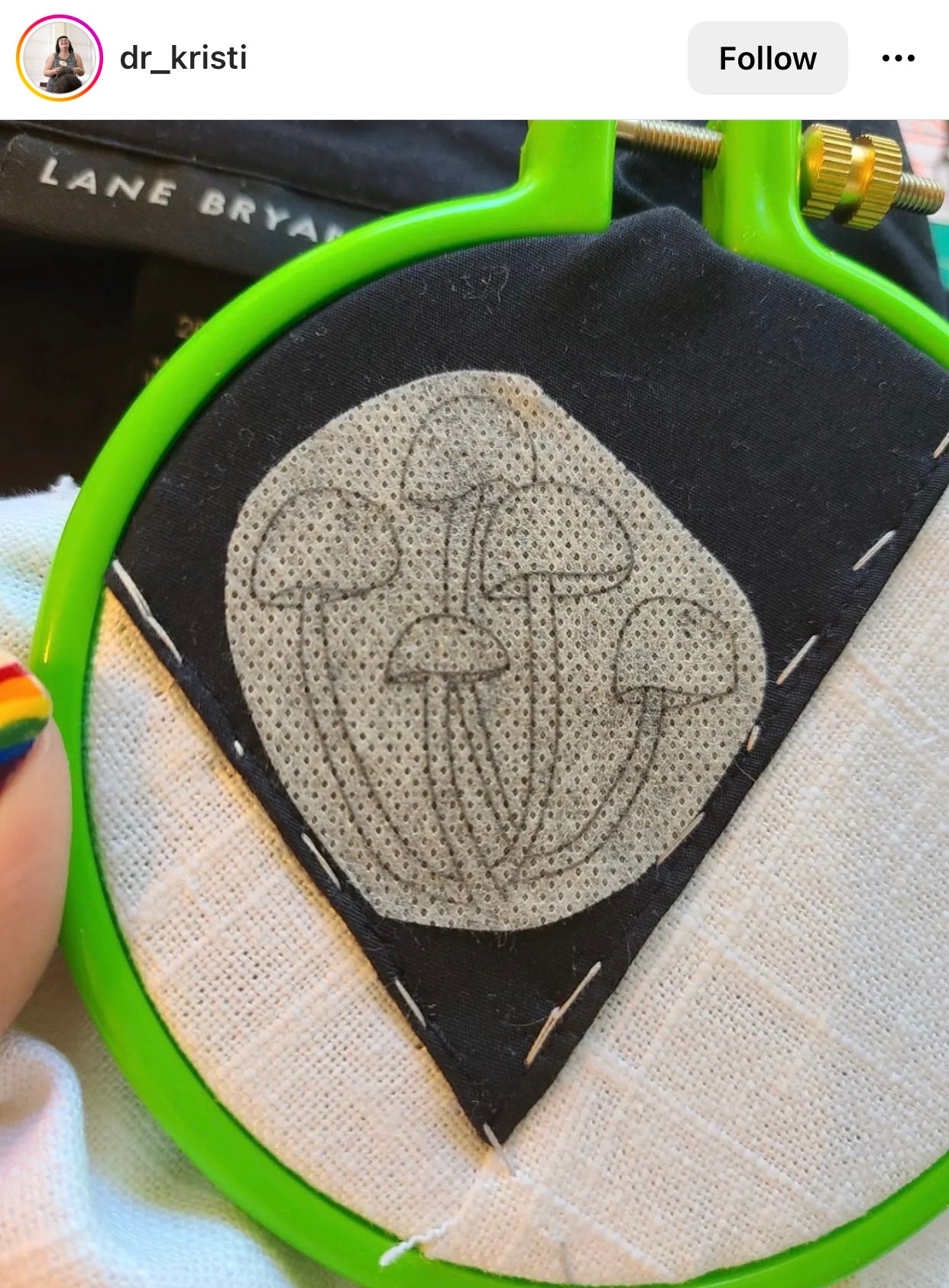 Real Life Sample of Customer Creating Designs From Mushroom Stick and Stitch Embroidery Patterns Kit
