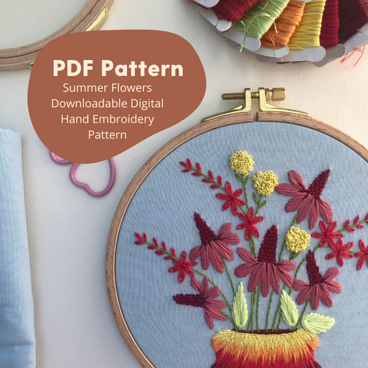 Summer Flowers - Hand Embroidery Pattern PDF