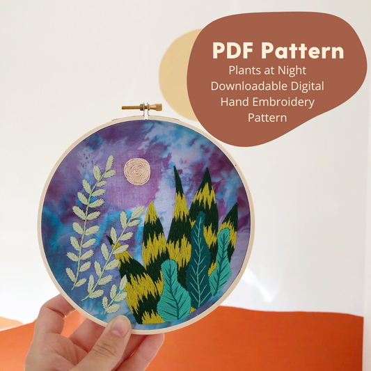 Night Plants - Beginner Hand Embroidery Pattern PDF