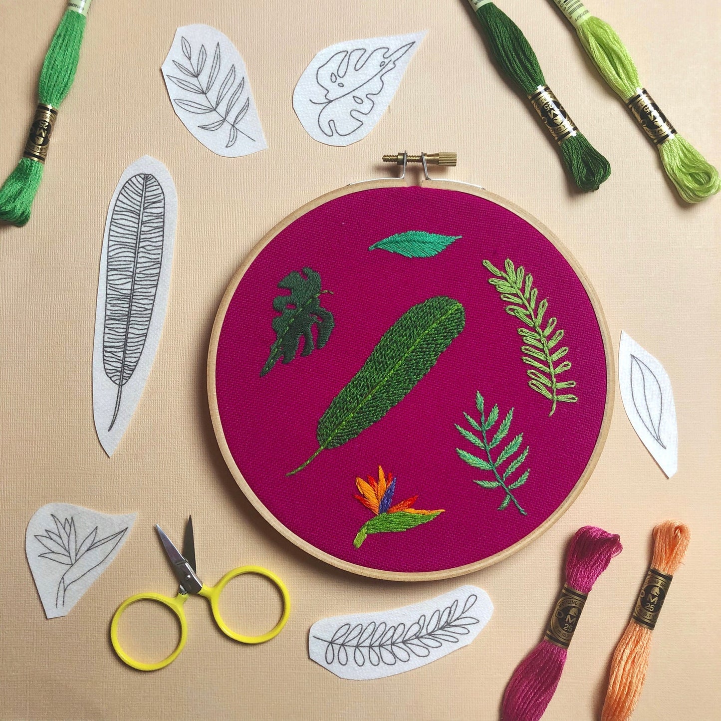 Tropical Plants - Peel Stick and Stitch Hand Embroidery Patterns