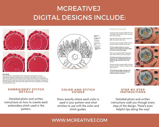 Stained Glass Sampler - Intermediate Hand Embroidery Pattern