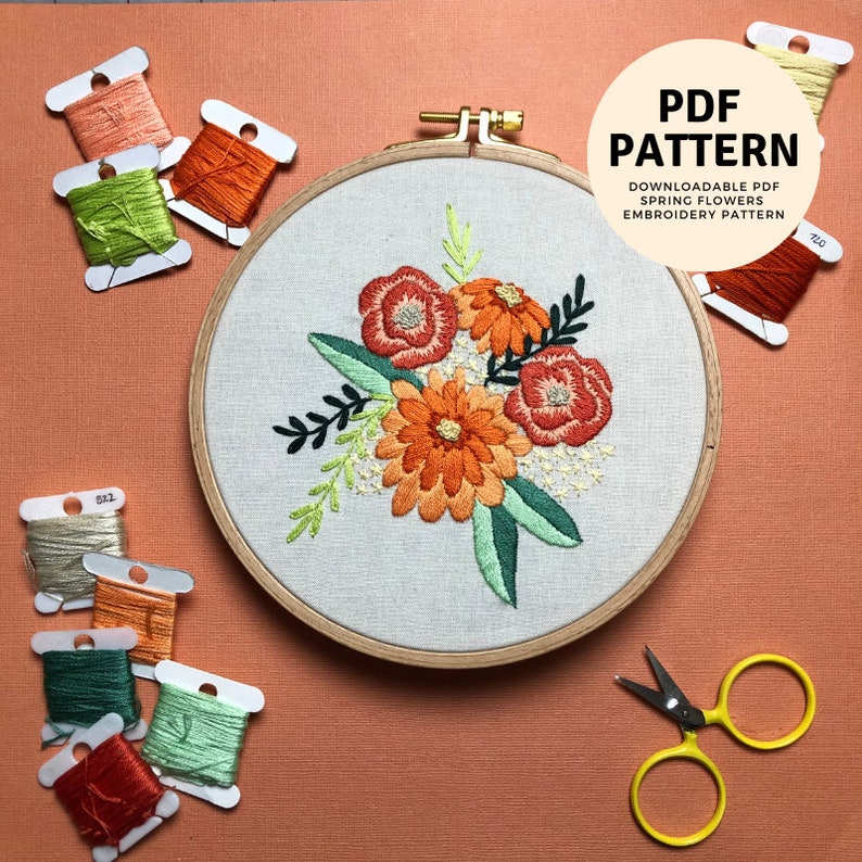 Spring Flowers - Beginner Hand Embroidery Pattern