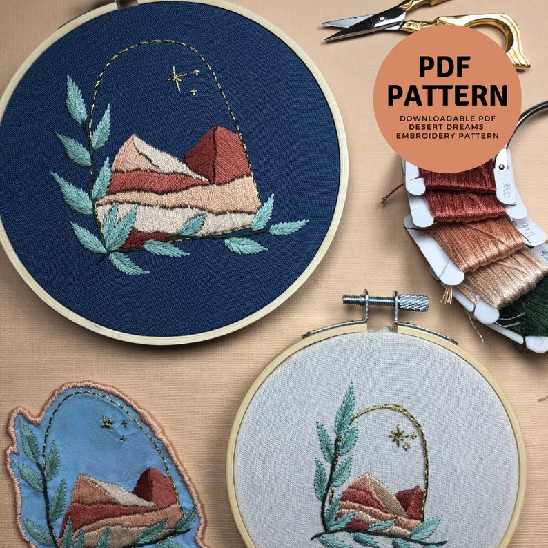 Desert Dreams - Beginner Hand Embroidery Pattern PDF