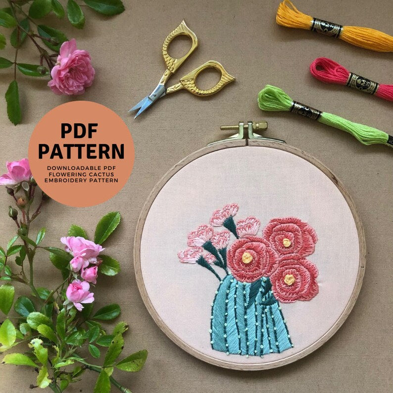 Flowering Cactus - Intermediate Hand Embroidery Pattern